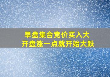 早盘集合竞价买入大 开盘涨一点就开始大跌